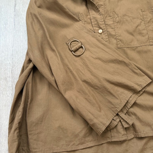 VINCE D-Ring Sleeve Utility Shirt in Cottonwood Brown - Picture 8 of 15